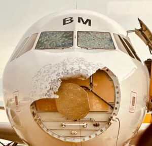 Avion, granizo