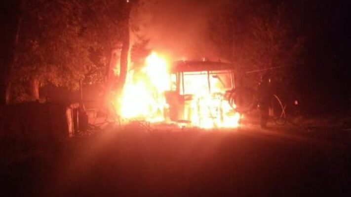 colectivos, incendio, Madryn