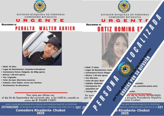 búsqueda, Localizada, Policia del Chubut