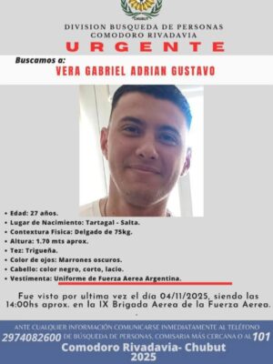 Buscan a joven desaparecido en Comodoro Rivadavia