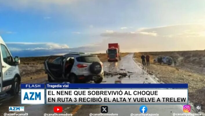 El nene que sobrevivió al choque en ruta 3 recibió el alta y vuelve a Trelew