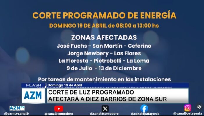 Corte de luz programado afectará a diez barrios de zona sur
