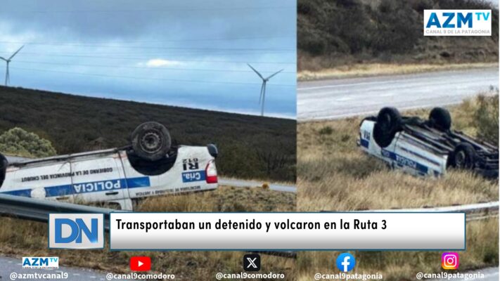 Transportaban un detenido y volcaron en la Ruta 3