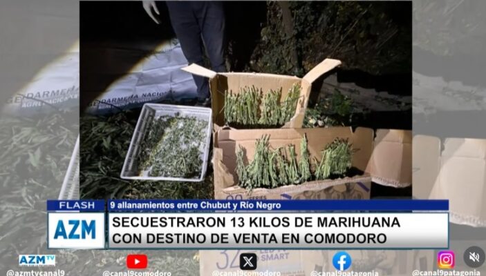Secuestraron 13 kilos de marihuana con destino de venta en Comodoro
