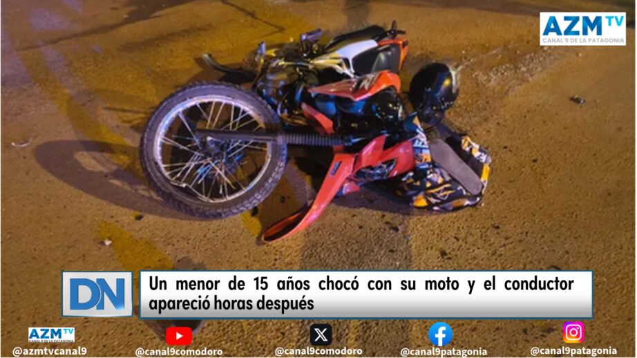 Un menor de 15 años chocó con su moto y el conductor apareció horas después