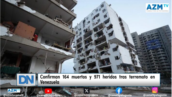 Confirman 164 muertos y 971 heridos tras terremoto en Venezuela