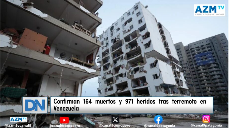 Confirman 164 muertos y 971 heridos tras terremoto en Venezuela