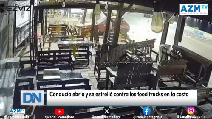 Conducía ebrio y se estrelló contra los food trucks en la costa