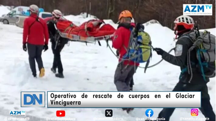 Operativo de rescate de cuerpos en el Glaciar Vinciguerra