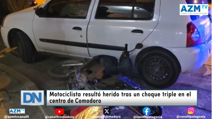 Motociclista resultó herido tras un choque triple en el centro de Comodoro