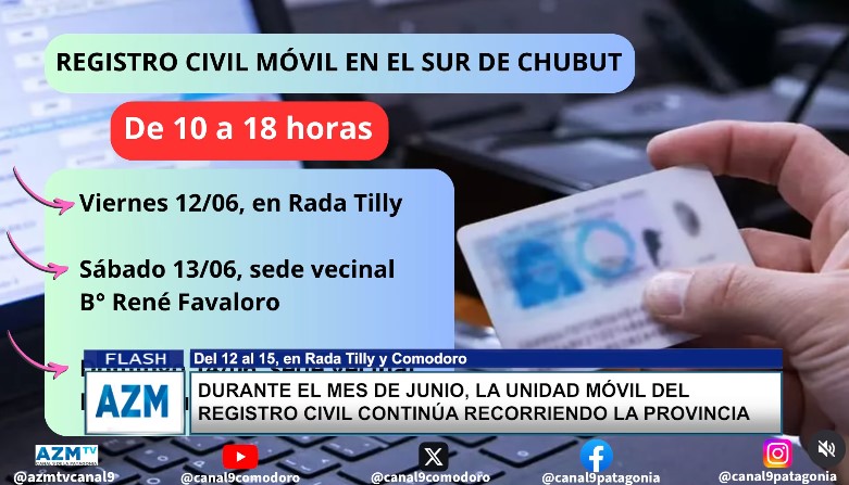 Durante junio, la unidad móvil del registro civil continúa recorriendo la provincia