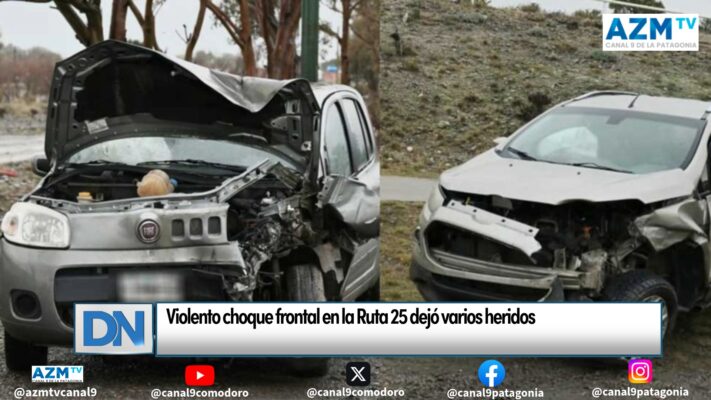 Violento choque frontal en la Ruta 25 dejó varios heridos