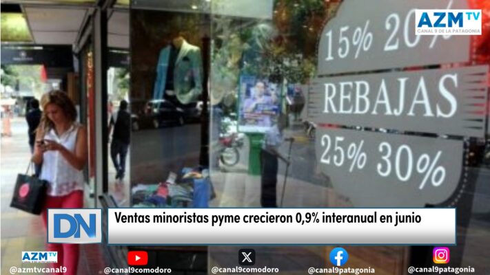 Ventas minoristas pyme crecieron 0,9% interanual en junio