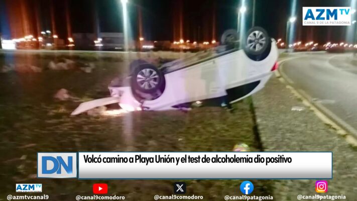 Volcó camino a Playa Unión y el test de alcoholemia dio positivo
