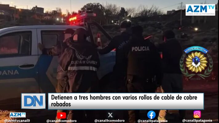 Detienen a tres hombres con varios rollos de cable de cobre robados
