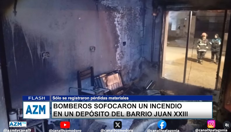 Bomberos sofocaron un incendio en un depósito del barrio Juan XXIII