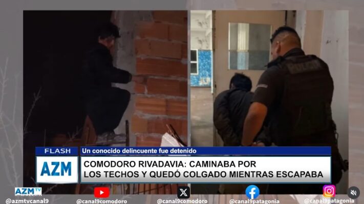 Caminaba por los techos y quedó colgado mientras escapaba