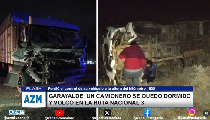 Garayalde: un camionero se quedó dormido y volcó en la ruta nacional 3
