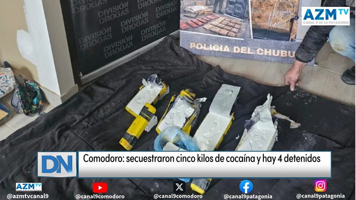 Comodoro: secuestraron cinco kilos de cocaína y hay 4 detenidos