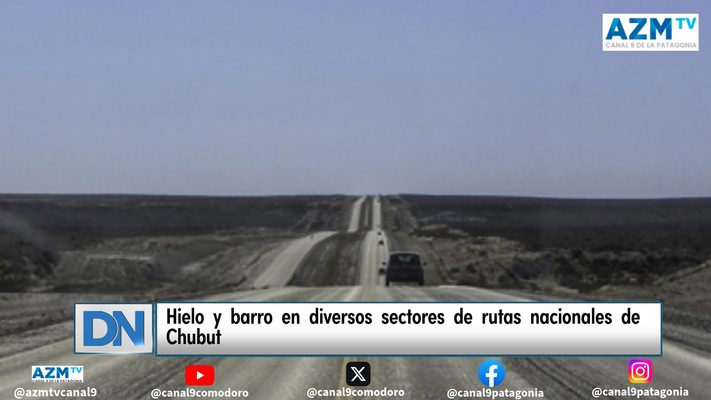 Hielo y barro en diversos sectores de rutas nacionales de Chubut