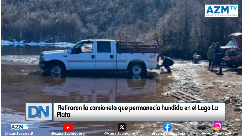  Retiraron la camioneta que permanecía hundida en el Lago La Plata