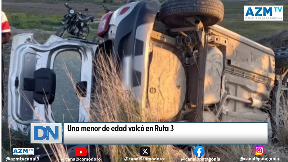 Una menor de edad volcó en Ruta 3