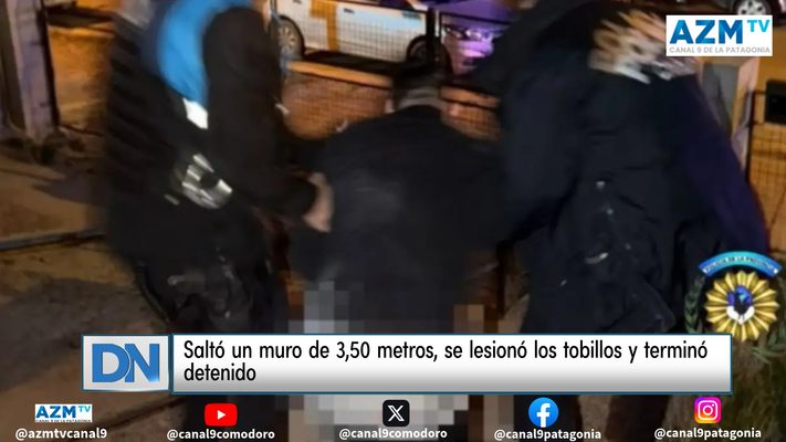 Saltó un muro de 3,50 metros, se lesionó los tobillos y terminó detenido
