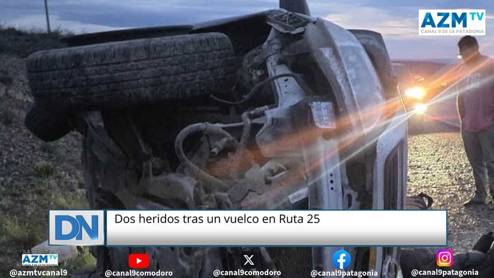 Dos heridos tras un vuelco en Ruta 25